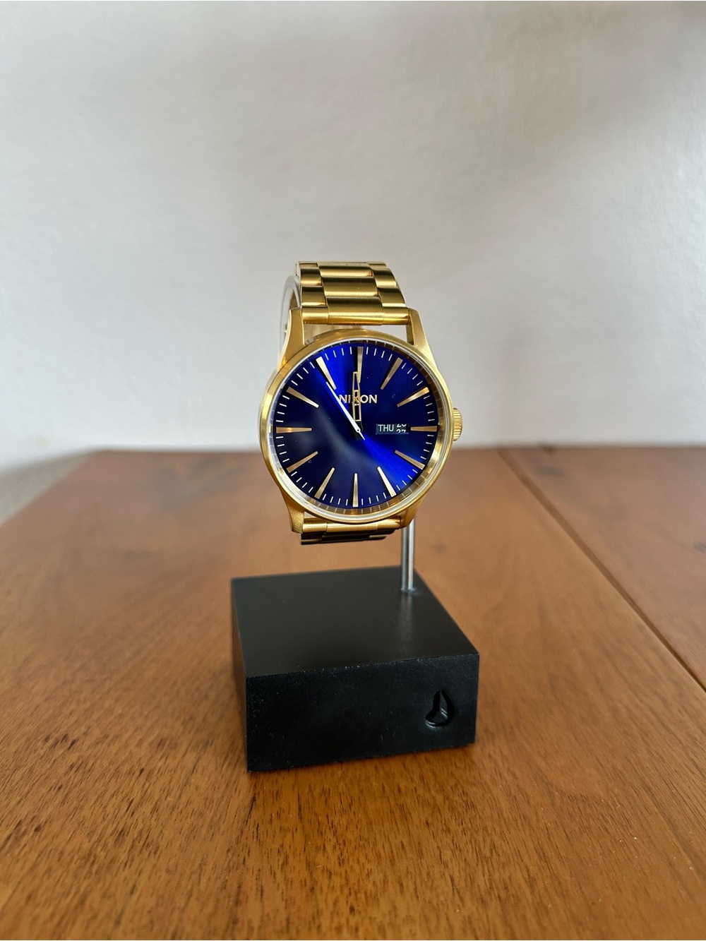 Nixon Sentry SS Men's Gold/Blue Watch, SS Bracelet